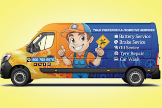 do eye catching van wrap design, car wrap design, vehicle wrap, truck wrap