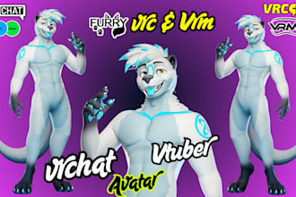 create custom vrchat avatar, furry vrm model, nsfw avatar, 3d vtuber, vseeface