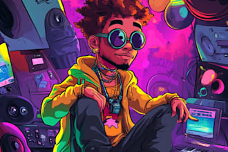 design dope cartoon, mixtape or single album cover artwork