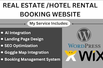 create real estate hotel rental wordpresss wix booking landing page website