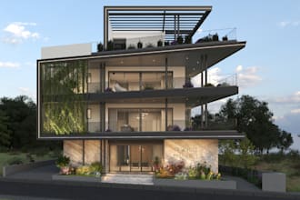 remodel scketchup 3d apartment visualization, luxury villa elevation, cgi render