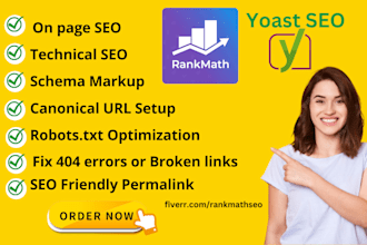 wordpress on page optimization by yoast SEO or rank math with schema markup
