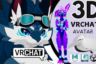 do custom vrchat avatar furry vrc avi vtube character vrchat model avatar