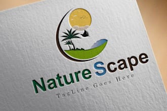 make a modern lawn care, landscape, agriculture, garden tree logo
