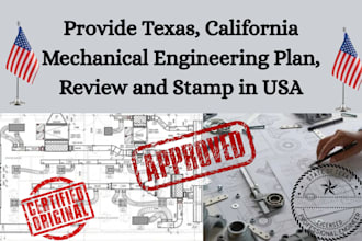do usa texas, california mechanical engineering plan, review and stamp