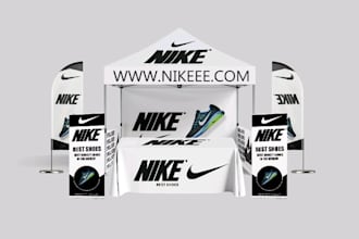 design roll up banner, table cover, canopy tent and backdrop