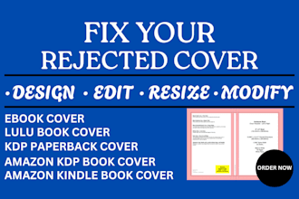 design fix resize edit format rejected cover for paperback hardcover amazon kdp