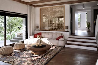 recreate modern interior home, living room,kitchen decoration, 3d rendering, dwg