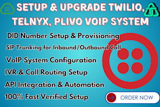 setup did number sip trunk, twilio, telnyx plivo voip inbound and outbound