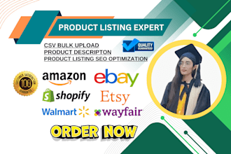 list and upload products on amazon etsy shopify wayfair and ebay lister