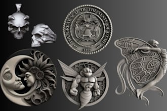 sculpt 3d coin relief, 3d bas relief, 3d coin model, 3d medallion for printing
