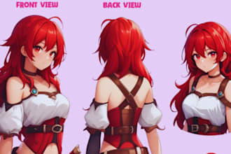 draw character reference sheet for vtuber model manga, pngtuber in anime style