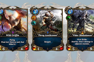 draw card game design, card game art, trading card game, board game , box design
