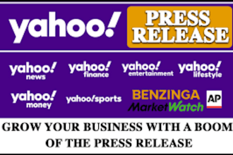 press release distribution on 8 yahoo sites with yahoo finance and news