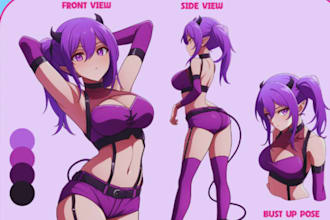 create custom anime vtuber reference sheet for anime character and vtuber nsfw
