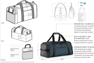 design bag tech pack, handbag bag tech pack, tote bag, flat sketch