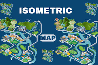 design isometric illustration map isometric projection drawing flat and interior