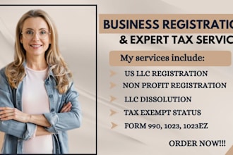 setup 501c3 non profit registration,  US llc registration, form 1023ez 990