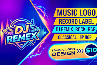 music logo design, studio, dj, band, hip hop, record label