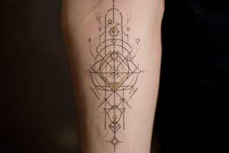 create sleeve tattoo design in geometric style