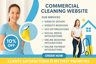 design commercial cleaning , office cleaning landing page house cleaning website