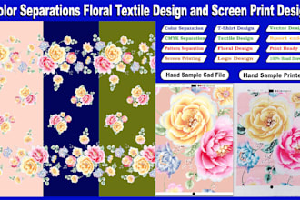 color separations seamless floral textile print and screen printing