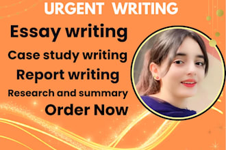 write urgent essay writing, case study, report and research summary