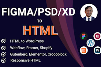 do PSD to HTML, figma to HTML, responsive  tailwind website