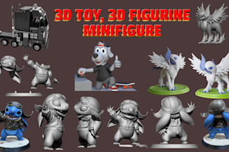 create cute 3d toy, funko pop, action figure,3d figurines, toy designer lego set