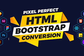 psd to html, figma to html bootstrap conversion with mobile responsive