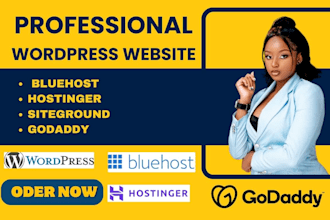 design wordpress website on bluehost, hostinger,  godaddy, siteground, hostgator