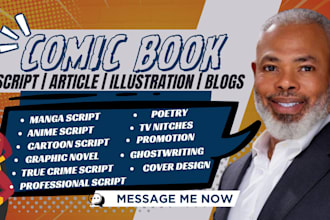 write your script and article on comic book cartoon manga manhwa graphic novel