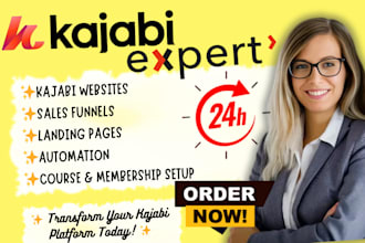 create kajabi websites, sales funnels, landing pages and automations