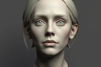 do hyper realistic face model, 3d portrait, bust, sculpt 3d head for printing