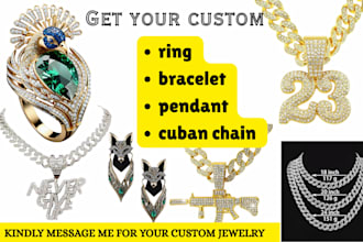 create 3d pendant, 3d bracelet , 3d jewelry models , 3d chain zbrush and cad