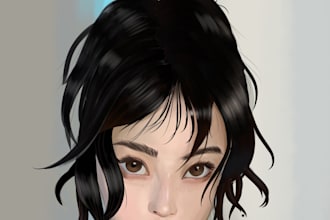 do stylized digital portraits in a distinctive style