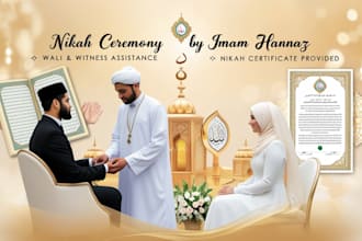 do nikah ceremony by imam hannaz, find wali, witness and nikah certificate