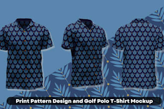 create custom print pattern golf polo t shirt design and mock up for you