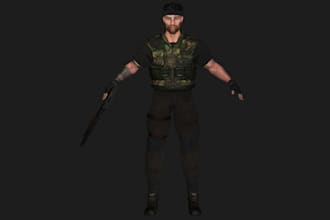 unique game ready 3d character model, realistic texture,polycount,animate for ue