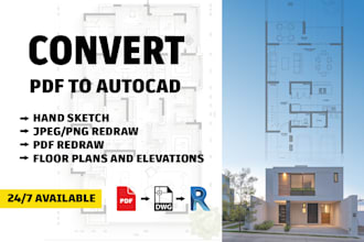 convert floor plan, pdf, sketch or blueprint to autocad, cad, dwg