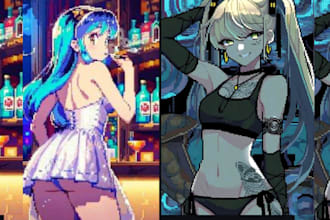 create pixel art character, nsfw pixel art animation, rpg maker, sprite sheet
