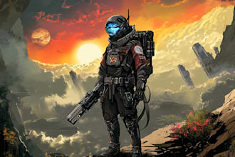 create a sci fi character illustration or sci fi character art