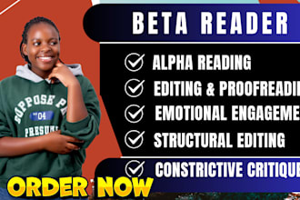 beta read your novel, romance, fiction, non fiction, give a honest feedback