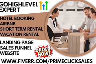 design gohighlevel hotel booking landing page vacation ghl airbnb sales funnel