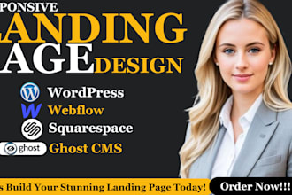 responsive landing page website on wordpress webflow squarespace or ghost cms