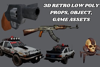 model objects props game assets in psx ps1 n64 style retro low poly animation