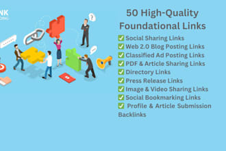 build 50 high quality manual foundation backlinks for you