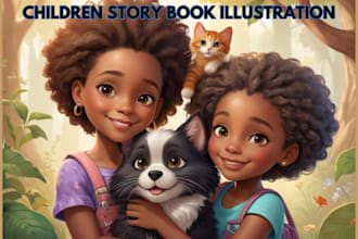 design 3d children storybook african american animal illustration and book cover