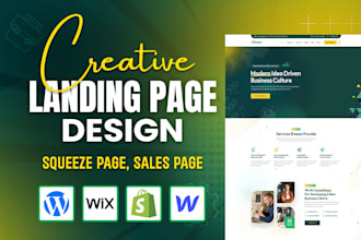 design wix shopify wordpress webflow landing page, sales funnel, squeeze page