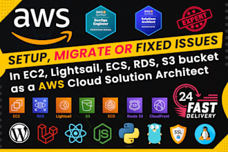 setup, migrate or fix aws issues in ec2 lightsail ecs rds s3 as cloud expert